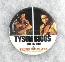 1987 AUTOGRAPHED Boxing Pin Advertising Tyson vs Biggs Boxing Match. Mike T