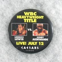 1997 Boxing Pin Advertising Lewis vs Akinwande Boxing Match. Lennox Lewis v