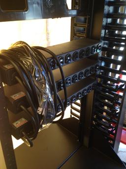 IP network tower with 3 power supply rows and shelving