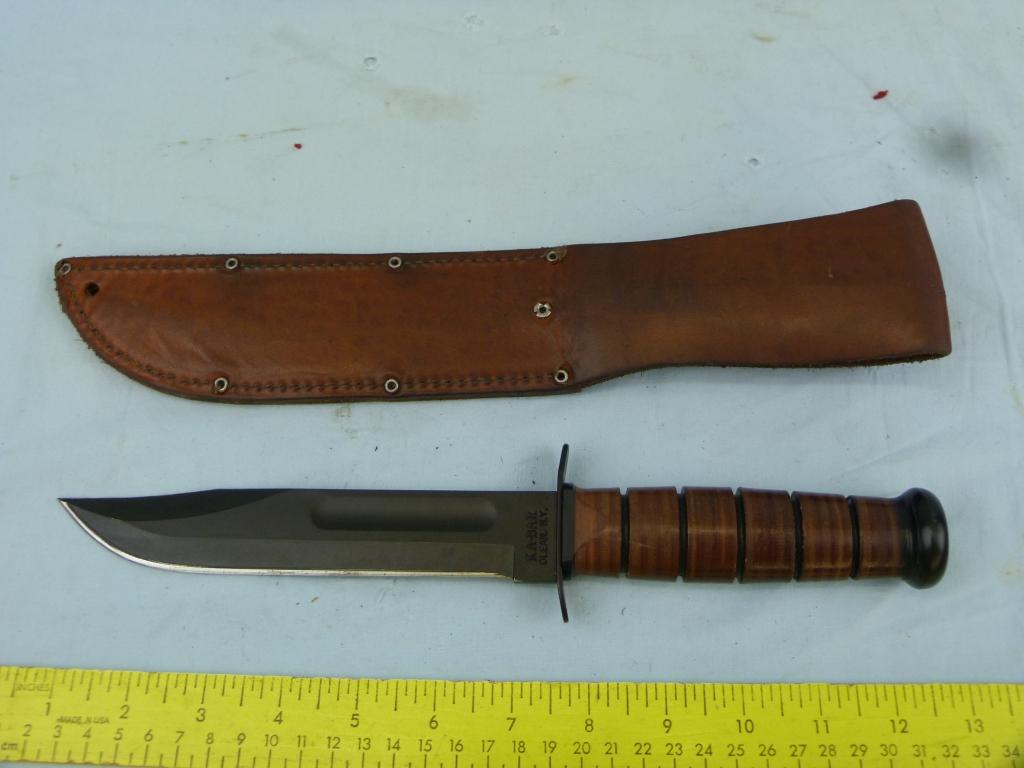 Ka-Bar USMC knife w/leather sheath, Olean, NY