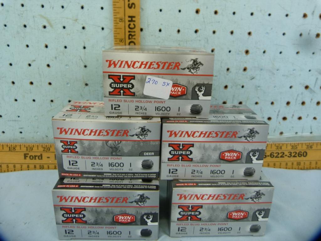 Ammo: 5 boxes/15 Winchester 12 ga, 2-3/4", rifled slug, 5x$