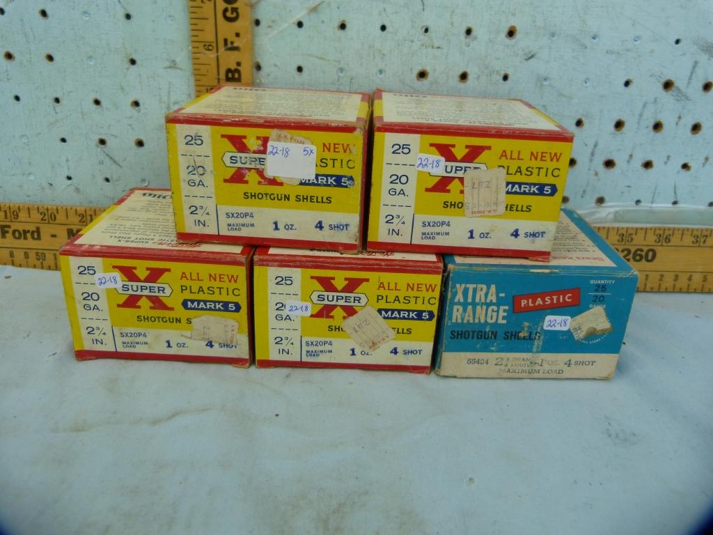 Ammo: 5 boxes/25 Western Super X & Sears Xtra Range 20 ga, 5x$