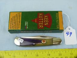 Keen Kutter USA trapper knife, purple, with box