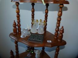 5 tiered wooden corner whatnot stand - 54" T with figurines & knick-knacks pictured