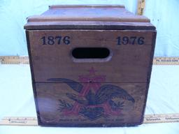 Budweiser hinged lid wooden ammo box - 18" L x 11-1/2" T x 11-3/4" D