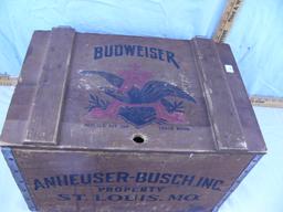 Budweiser hinged lid wooden ammo box - 18" L x 11-1/2" T x 11-3/4" D