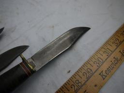 (3)  hunting knives with leather sheaths - AOM