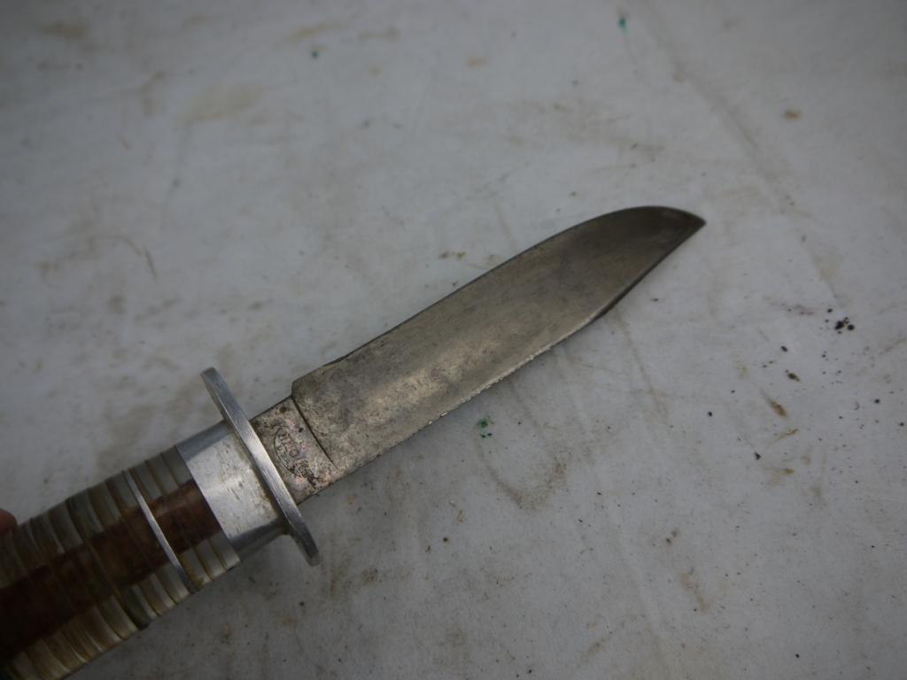 (3)  hunting knives with leather sheaths - AOM