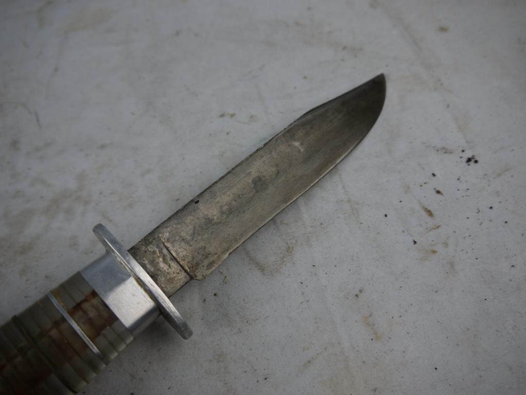 (3)  hunting knives with leather sheaths - AOM