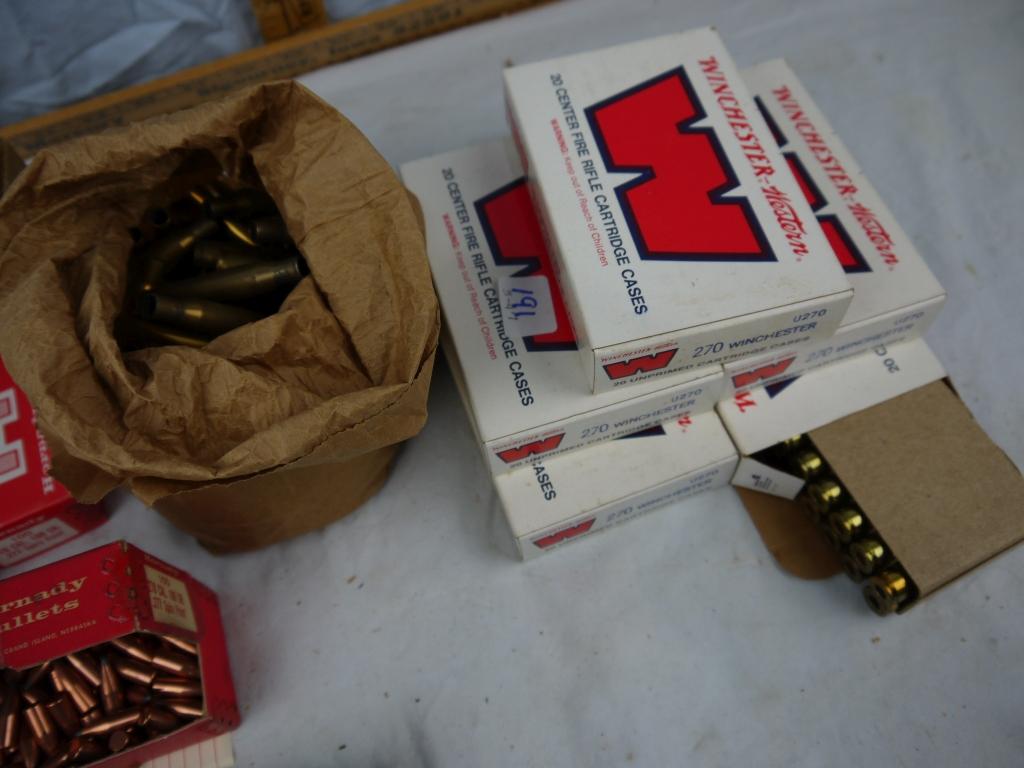 15.2 pounds of .270 bullets & 6 pounds of brass (boxes included in weight)
