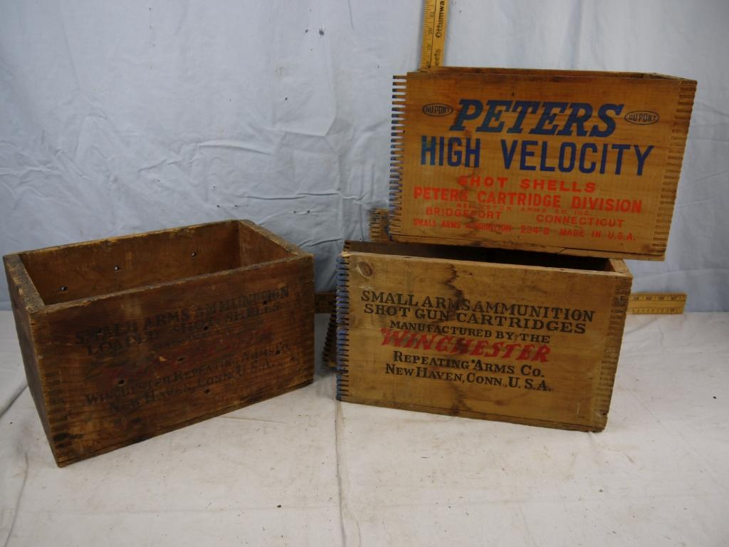 (3) wooden ammo boxes - AOM
