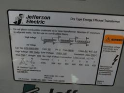 JEFFERSON ELECTRIC TRANSFORMERS HI VOLTAGE 480V LOW VOLTAGE 208Y/120