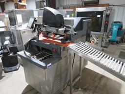 HOBART NGW1 AUTOMATIC MEAT WRAPPER WITH AUTO LABELER, CONVEYOR, LABELING TABLE