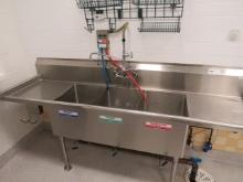 91-INCH 3-COMPARTMENT SINK W/DRAIN BOARDS