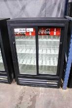 USED TRUE GDM-33SSL-54-LD SELF CONTAINED 2-SLIDE DOOR COOLER