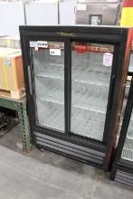 USED TRUE GDM-33SSL-54-LD SELF CONTAINED 2-SLIDE DOOR COOLER