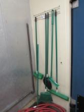 GREEN BROOMS W/RACK