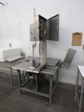 HOBART 5801 MEAT BAND SAW - MISSING BOTTOM COVER, BLADE GUIDES