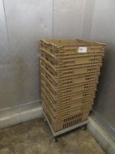 8 PRODUCE CRATES WITH CART - ONE LOT