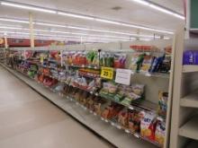 LOZIER GONDOLA SHELVING 72IN TALL 22/25, 19 CHIP RACKS/22 - 68FT W/4FT END CAP - SOLD BY THE FOOT
