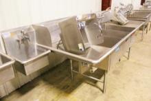 10FT STAINLESS STEEL 3-COMPARTMENT SINK W/ HAND SINK