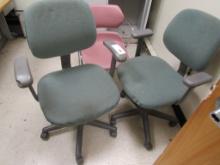 GREEN PADDED OFFICE CHAIRS