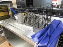 LOT OF MISC. RACKS, FRY BASKETS, AND UTENSILS