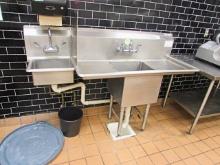 1 COMP. STAINLESS STEEL SINK W/ DRAINBOARDS AND BUILT IN HAND SINK