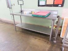 6FT X 24IN. STAINLESS STEEL TABLE W/ BACKSPLASH