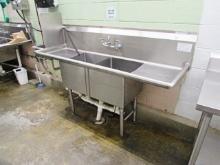 2 COMP STAINLESS STEEL SINK W/ BUILT IN HAND SINK 7FT.