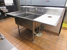 2 COMP STAINLESS STEEL SINK W/ BUILT IN HAND SINK AND CUTTING BOARD 7FT.