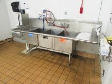 3 COMP STAINLESS STEEL SINK W/ BUILT IN HAND SINK 118IN.