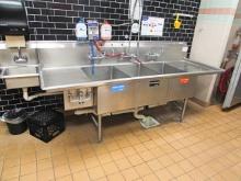 3 COMP STAINLESS STEEL SINK W/ BUILT IN HAND SINK 118IN.