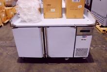 NEW PREPRITE PPT602-6001 61IN. SELF CONTAINED 2-DOOR WORKTOP REFRIGERATED COOLER