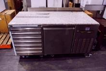 NEW THERMALRITE GPZ165A-ETL 65IN. SELF CONTAINED MARBLETOP WORKTOP 1-DOOR COOLER W/ STAINLESS STEEL