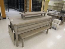 6FT X 28-INCH BAKERY DISPLAY TABLE W/SIDE TABLES