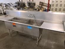112" Stainless 3 Compartment Sink