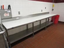 10.5FT WALL-MOUNT POLYTOP TABLE - 24IN DEEP