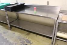 6FT X 24IN STAINLESS STEEL TABLE W/ BACKSPLASH