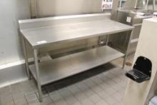 6FT X 24IN STAINLESS STEEL TABLE W/ BACKSPLASH