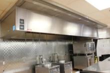 17FT X 65IN STAINLESS STEEL EXHAUSE HOOD W/ RETURN AIR AND BUILT IN ANSUL SYSTEM