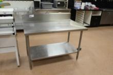 4FT X 30IN STAINLESS STEEL TABLE W/ BACKSPLASH