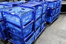 NATIONAL CART CO. BLUE TOTE PICKING CART - TOTES INCLUDED