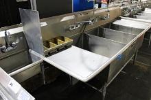 10FT STAINLESS STEEL 3-COMPARTMENT SINK W/ HAND SINK