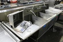 10FT STAINLESS STEEL 3-COMPARTMENT SINK W/ HAND SINK