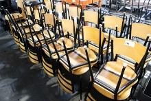 METAL FRAME WOOD SEAT CAFE CHAIRS