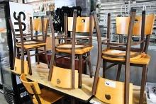 METAL FRAME WOOD SEAT CAFE CHAIRS