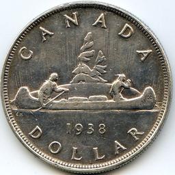 Canada 1938 silver 1 dollar XF