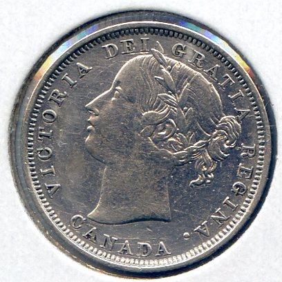 Canada 1858 silver 20 cents good VF details