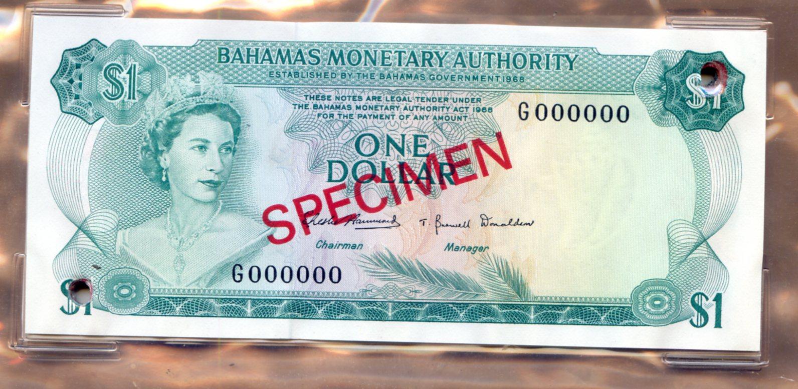 Bahamas 1969 set of specimen notes, 8 pieces